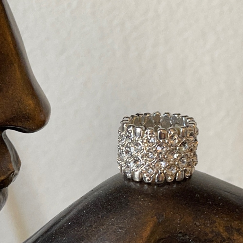 Multiple Rows Crystal Adjustable Ring silver 8 - Picture 4 of 9